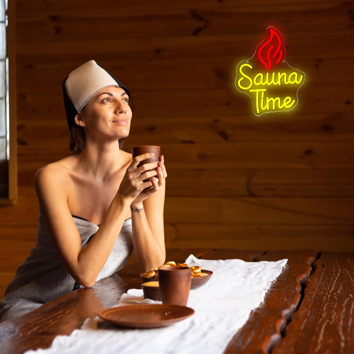 Enseigne néon LED Sauna Time,  - Spa Wellness Gym avis et prix